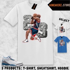 Tee Shirt Matching AJ 3 True Blue 2026 To Match Sneaker Number 23 MJ T-Shirt