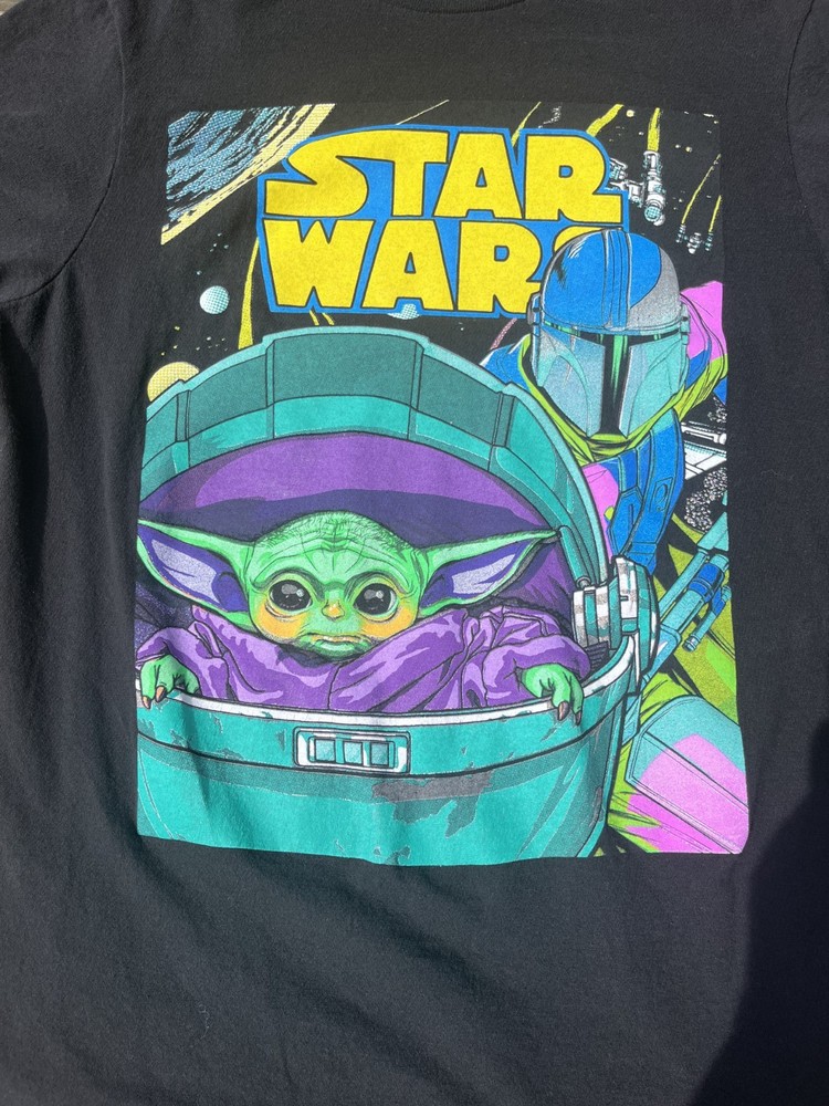 Star Wars Mandalorian & Grogu Black T-Shirt Size Small