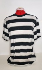 Ocean Pacific Men’s Striped T-Shirt Black White L/G (42-44) Cotton Crew Neck H22