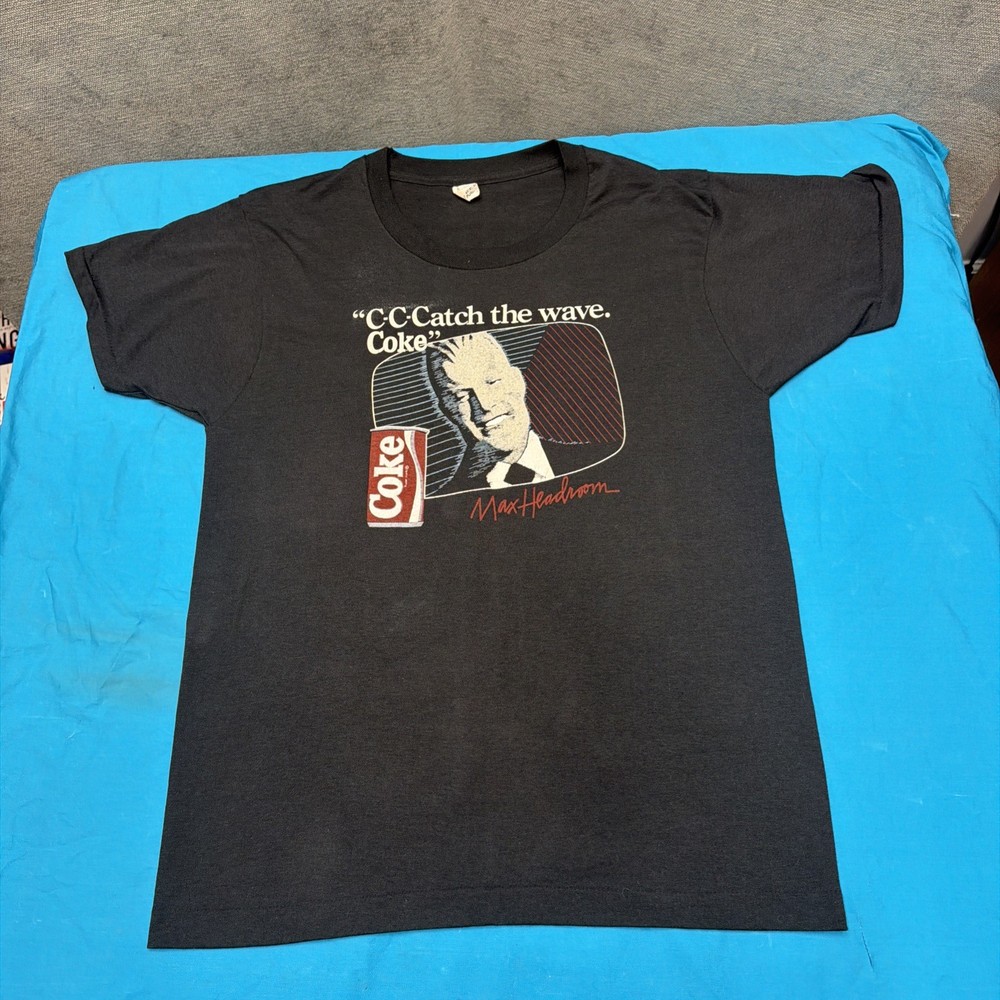 1987 Max Headroom Coca Cola Promo T Shirt Large Screen Stars USA Vintage Coke
