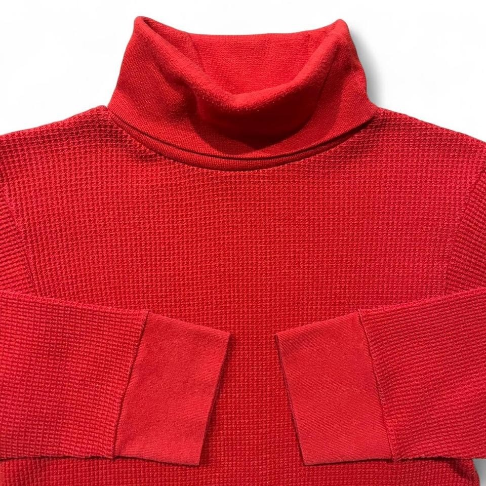 VTG Snowdrift Thermal Men’s M Red Polycotton Turtleneck Waffle-Knit Long-Sleeve