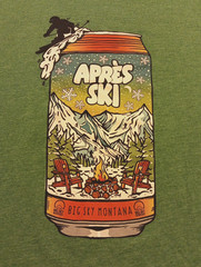 Large Wild Tribute Big Sky Montana Apres Ski Graphic Beercan Ski Scene T Shirt