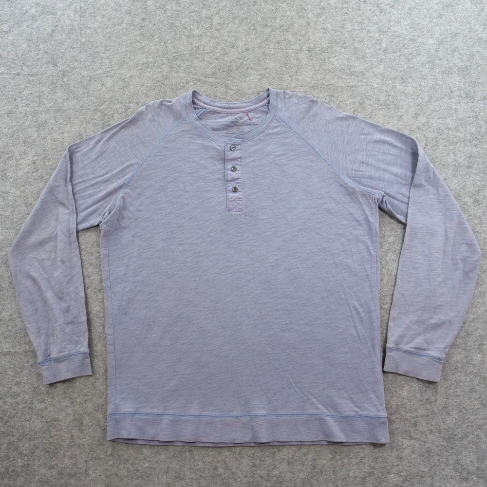 Vince Shirt Mens Extra Large Blue Henley Long Sleeve Lightweight Button