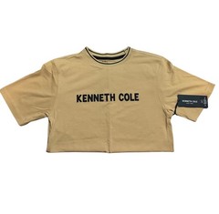 Kenneth Cole Beige Logo Crew Neck Short Sleeve Cotton T-Shirt Teens M/L