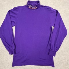 Vintage Arctic Cat Mock Neck Shirt Purple Embroidered Logo Adult S Snowmobile