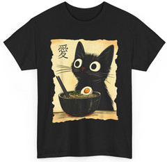 Funny Cat Ramen Graphic Tee Japanese Kawaii Anime Cat T-Shirt