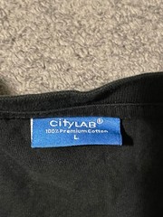 CityLab T-Shirt Mens L Black V-Neck Short Sleeve 100% Cotton Basic Tee Preowned