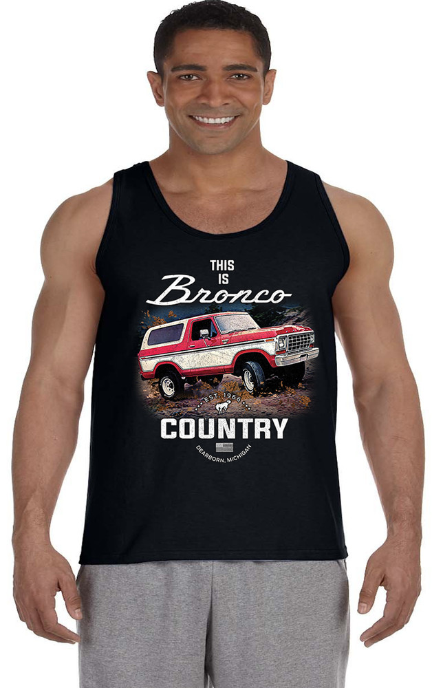 Mens Tank Top Sleeveless Muscle Tee Shirt Ford Bronco Country