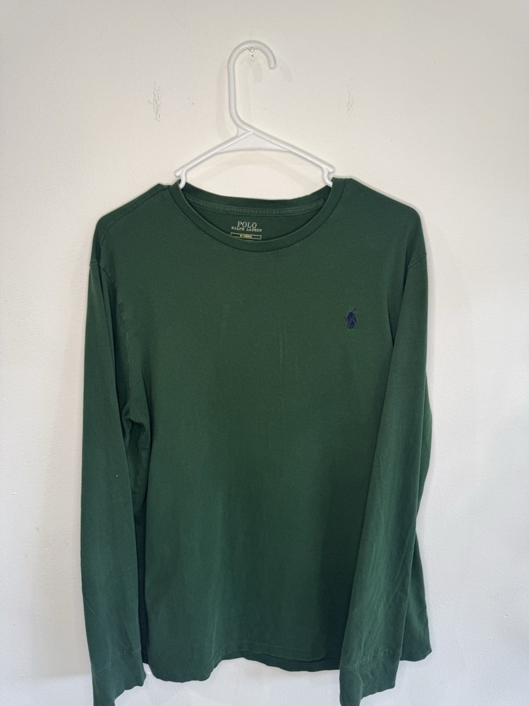 Polo Ralph Lauren Green Blue Pony Men’s Long Sleeve T Shirt Layer Size M 1defect