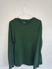 Polo Ralph Lauren Green Blue Pony Men’s Long Sleeve T Shirt Layer Size M 1defect