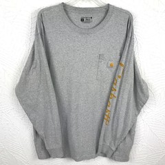 Carhartt Pocket T Shirt Mens XL Gray Loose Fit Cotton Spellout Dog Graphic