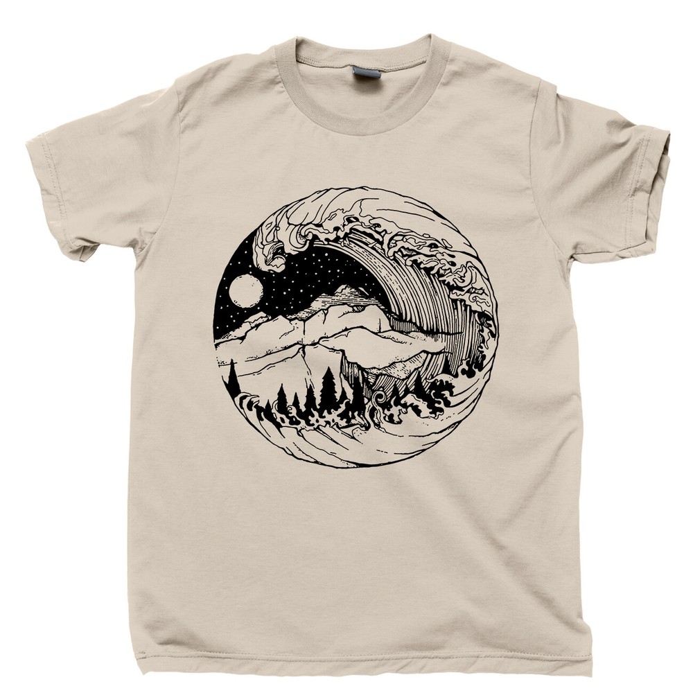 Power Of Nature T Shirt Oceans River Mountains Forest Sun Moon Stars Artwork Tee