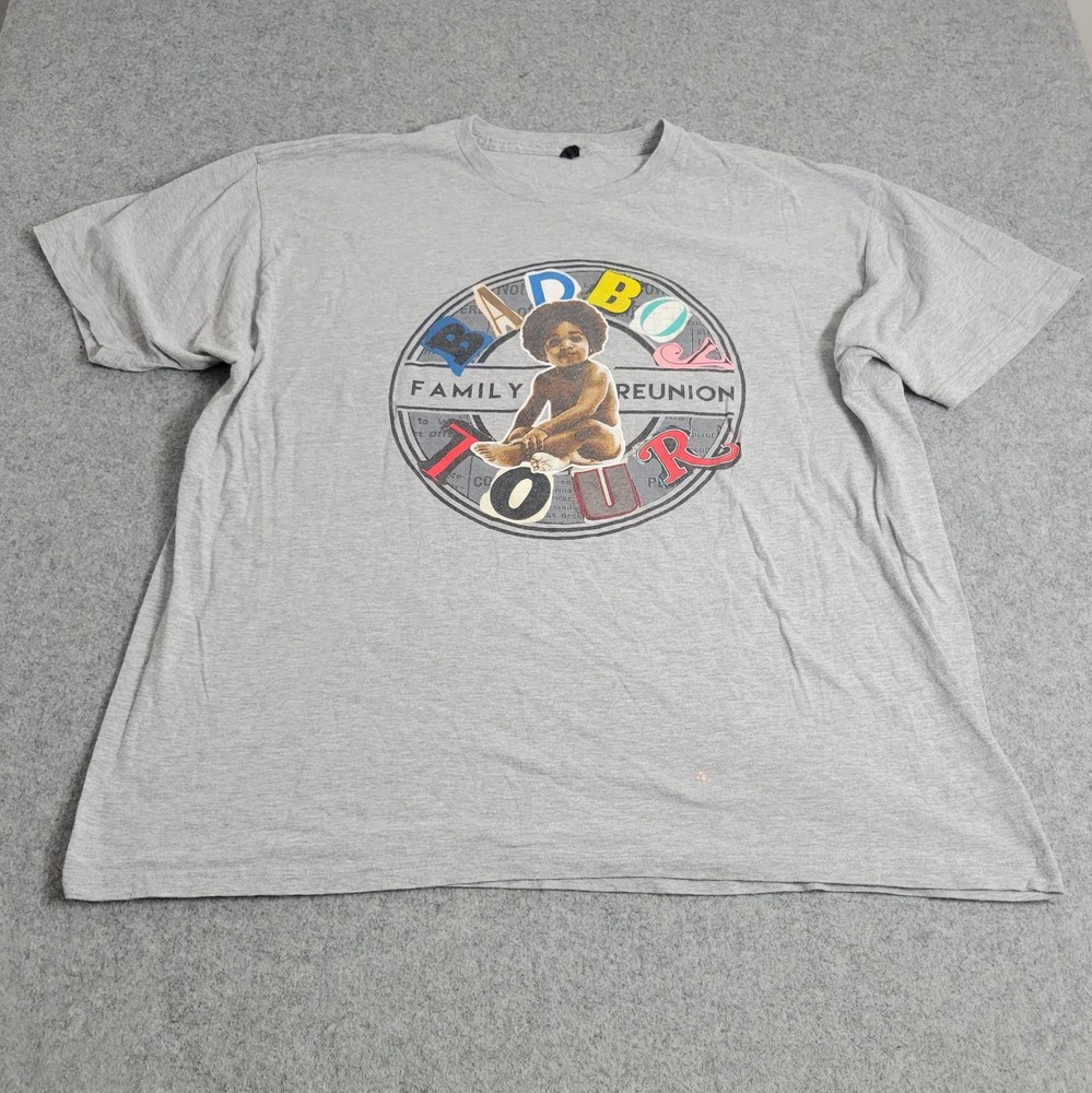 Bad Boy Family Reunion Tour Shirt Mens 2XL Gray Puff Daddy Rap Concert Hip Hop