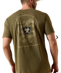 Ariat Men’s Snake S/S T-shirt, Four Leaf Clover Color, NEW XLRG