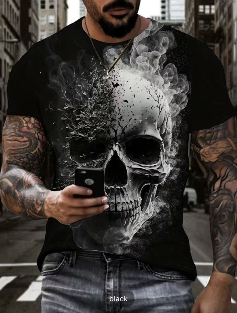 Y2k Graphic Tshirt Skull Skeleton M(38) Streetwear Skater Gorpcore Gothic Biker
