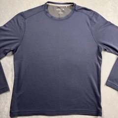 Orvis Crewneck Pullover Shirt Mens Medium Navy Long Sleeve Casual