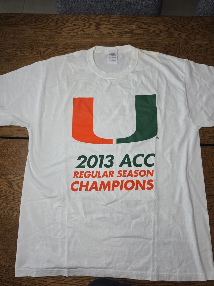 University Miami Hurricanes Basketball 2013 ACC Regular Season Champs Tshirt XL