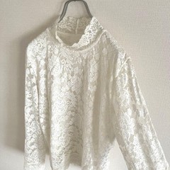 White lace design top, floral pattern, sheer sleees, spring clothing