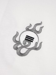 Niepce Men’s Dragon with Red Flames Embroidery Tee Japanese Streetwear T-Shirt