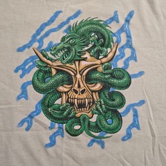 Mens No Boundaries Graphic T-Shirt Dragon Skull Lightning Bolt xl Y2K