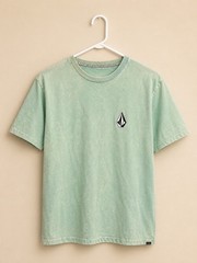 Volcom Shirt Mens Medium Green Cyan Short Sleeve Crew Neck Spell Out Logo