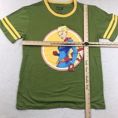 Captain Marvel Graphic Tee Shirt Adult Medium Green Contrasting Yellow Trim