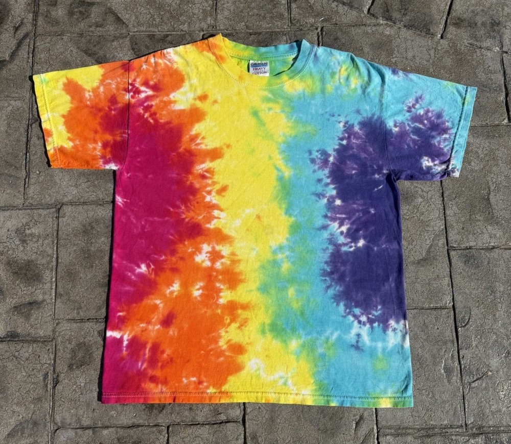 Vintage 90s 00s Y2K Tie Dye All Over Print T-Shirt Gildan Size Large