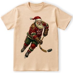 Vintage Santa Hockey T-Shirt North Pole Jersey Christmas Holiday Sports Sweater