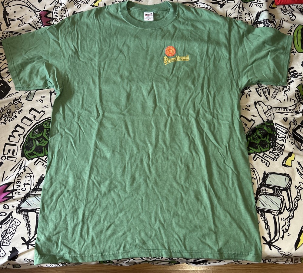Pilsner Urquell Logo T-Shirt Men’s XL Tee Green 100% Cotton Czech Republic Beer