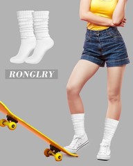 3 PCS Slouchy Socks For Women Long Knee Thigh High Boot Retro Thick Sock Set