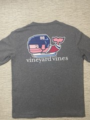 Vineyard Vines Gray Long Sleeve Pocket Tee Shirt Small Navy Pink Whale Graphic