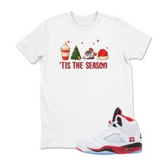Tis The Season, Christmas Shirt, Shirt To Match JD 5 Fire Red, BLACK/WHITE