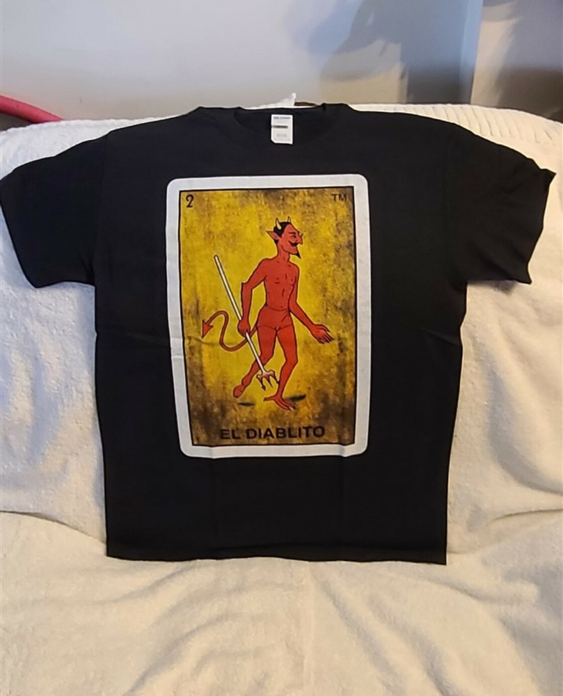 EL DIABLITO DEVIL MEXICO MEXICAN LOTERIA LOTTERY NUMBER 2 CHICANO T-SHIRT