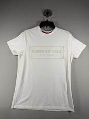 Kenneth Cole T Shirt SM White Crew Neck Short Sleeve Slim Fit Soft Tee