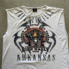 Rocky Men’s 2XL White Cotton Crew Neck Sleeveless Fayetteville Bike Rally Tee