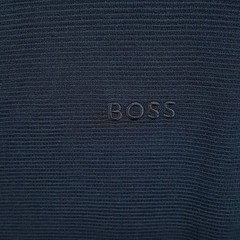 HUGO BOSS Shirt Mens Large Black Pullover Crew Ribbed Modal Logo T-Shirt Tee