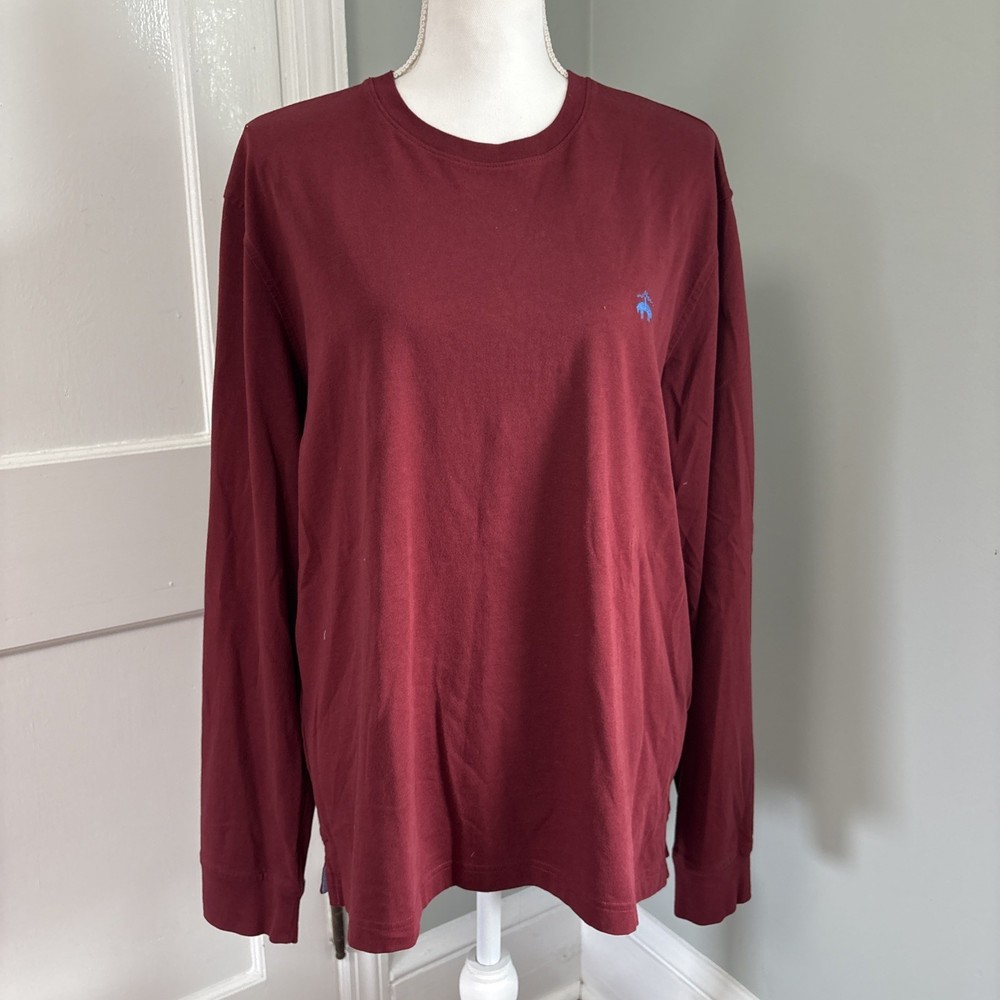 Vintage Brooks Brothers Long Sleeve Cotton Crewneck T-Shirt, Deep Red X-Large