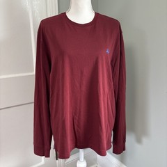 Vintage Brooks Brothers Long Sleeve Cotton Crewneck T-Shirt, Deep Red X-Large