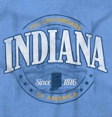 Indiana Hoosier State Crossroads Of America Adult Short Sleeve Crewneck Tee