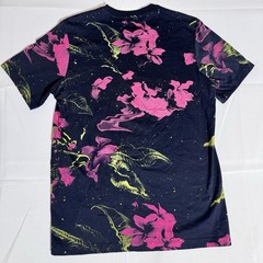Nike Tee Shirt, AOP, Floral/Leaves/Galaxy, 100% Cotton, Black, Male, Medium