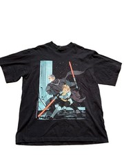 Star Wars Mandalorian Tatooine Traders Shirt Mens XL Black Graphic Darksaber Tee