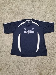 AELFRIC EDEN MEN (NWT) CONTRAST COLOR STRIPE SOCCER JERSEY SHIRT SZ L BLUE/WHITE