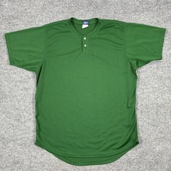 Reebok Mesh Baseball Jersey Shirt Mens Size XL Green Henley Athletic Practice
