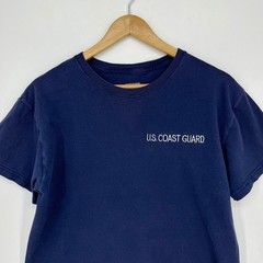 US Coast Guard Mens T-Shirt Navy Blue Embroidered USCG Cotton Made in USA Med