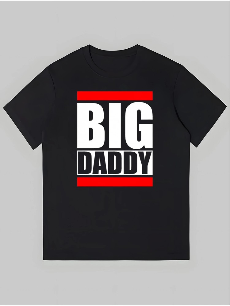 1pc Men’s BIG DADDY Graphic Print Cotton T-Shirt – Black with White & Red Letter
