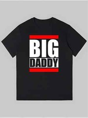 1pc Men’s BIG DADDY Graphic Print Cotton T-Shirt – Black with White & Red Letter