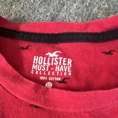 Hollister Must-Have Collection Red Logo Crew Neck Short Sleeve Cotton Tee XS