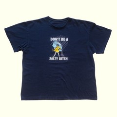 MORTONS SALT FUNNY VTG Y2K COMEDY DONT BE SALTY RETRO GRAPHIC BLUE T SHIRT 2XL