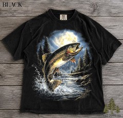 Rainbow Trout Moon Fishing Comfort Tee Angler Fisherman Gift