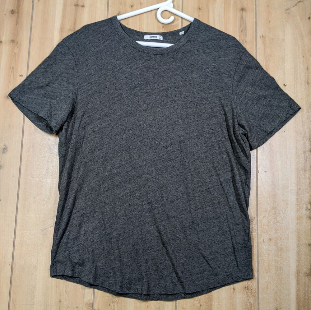 Buck Mason Men’s Large Tri-Blend Curved Hem T-Shirt Dark Grey Heather Crew Neck